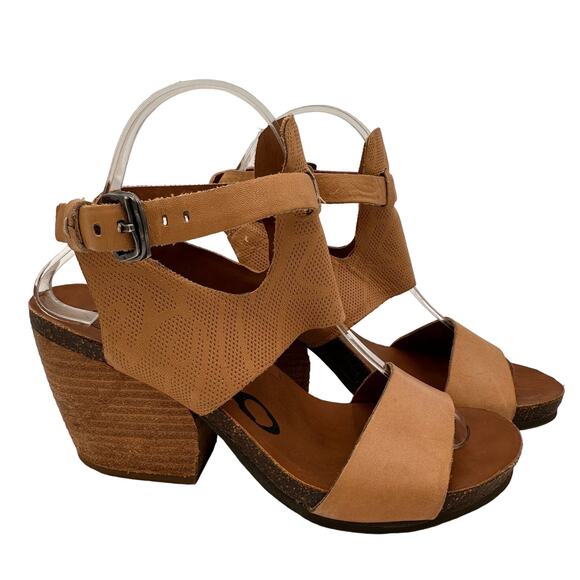 OTBT Brown Leather Lee Heeled Sandals Size 7.5 - Picture 1 of 9